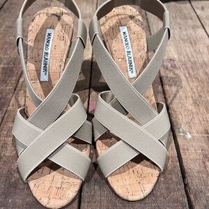 Manolo Blahnik Neutral Slingback Sandals